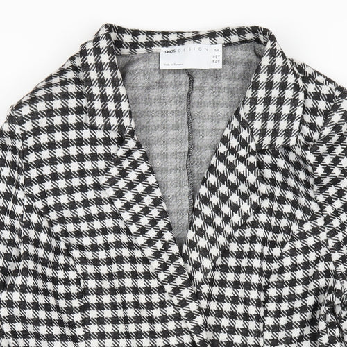 ASOS Womens Black Check Polyester Jacket Dress Size 12 Collared Button