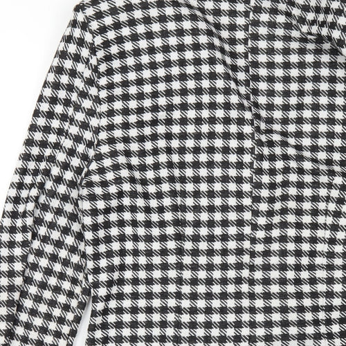 ASOS Womens Black Check Polyester Jacket Dress Size 12 Collared Button