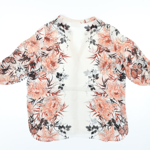 Wallis Womens Multicoloured Floral Polyester Basic Button-Up Size 14 V-Neck