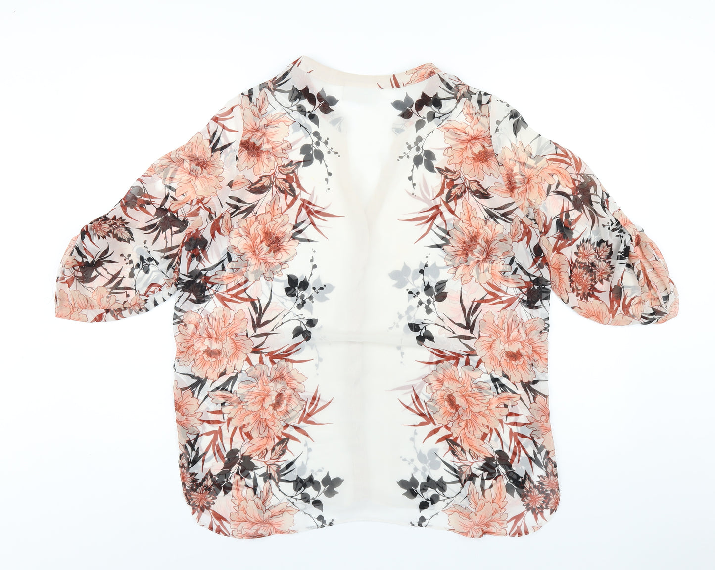 Wallis Womens Multicoloured Floral Polyester Basic Button-Up Size 14 V-Neck