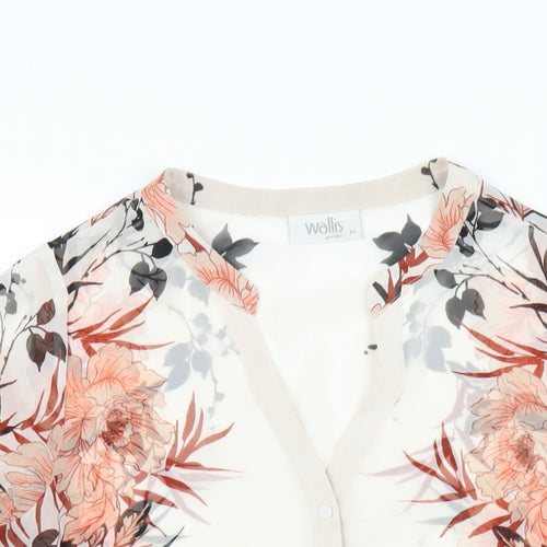 Wallis Womens Multicoloured Floral Polyester Basic Button-Up Size 14 V-Neck