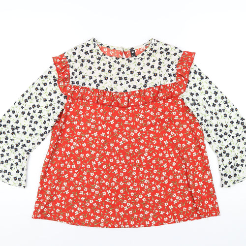 Influence Womens Multicoloured Floral Polyester Basic T-Shirt Size 10 Round Neck