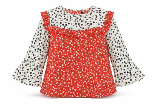 Front view of Influence women’s multicoloured floral polyester basic t-shirt, size UK 10, round neck