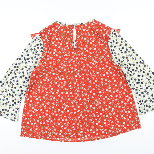Influence Womens Multicoloured Floral Polyester Basic T-Shirt Size 10 Round Neck