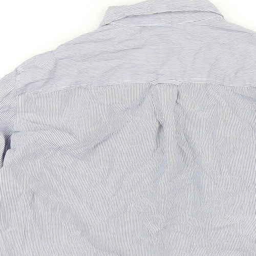 H&M Womens Blue Striped Cotton Basic Button-Up Size 10 Collared