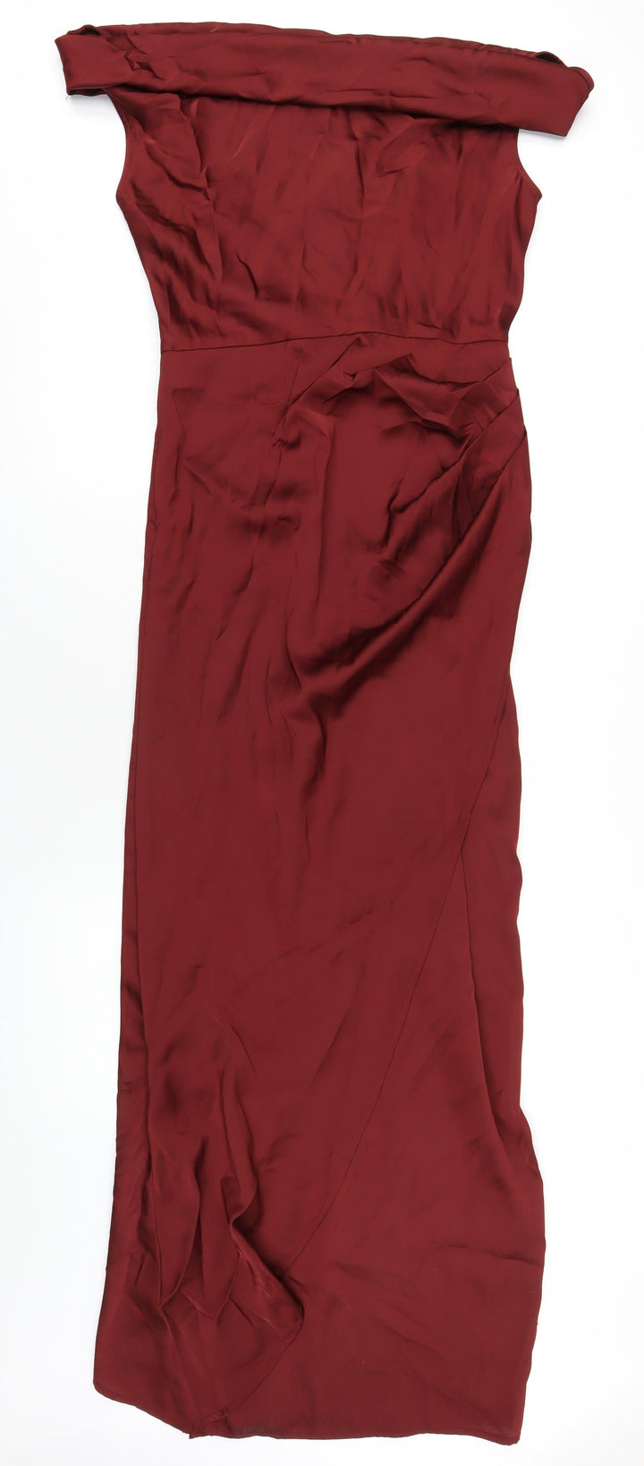 PRETTYLITTLETHING Womens Red Polyester Maxi Size 12 Off the Shoulder Zip