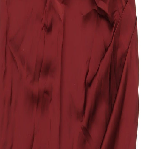 PRETTYLITTLETHING Womens Red Polyester Maxi Size 12 Off the Shoulder Zip
