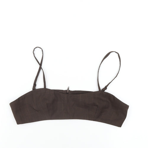 Topshop Womens Brown Polyester Cropped T-Shirt Size 10 Sweetheart