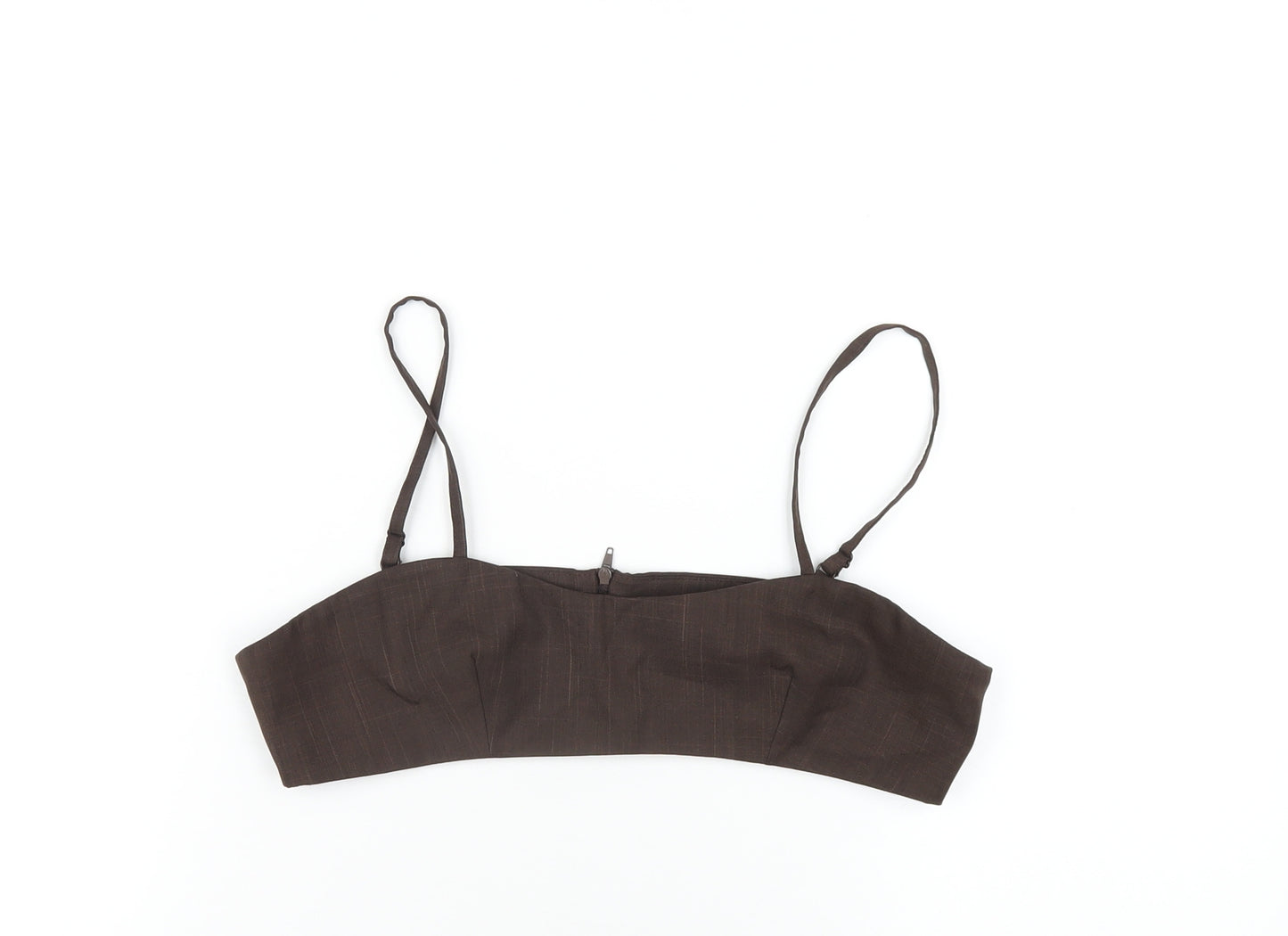 Topshop Womens Brown Polyester Cropped T-Shirt Size 10 Sweetheart