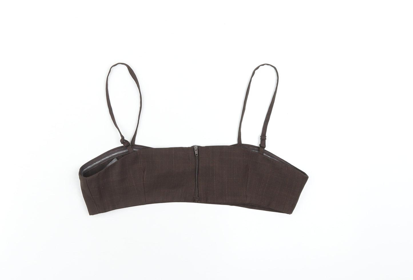 Topshop Womens Brown Polyester Cropped T-Shirt Size 10 Sweetheart