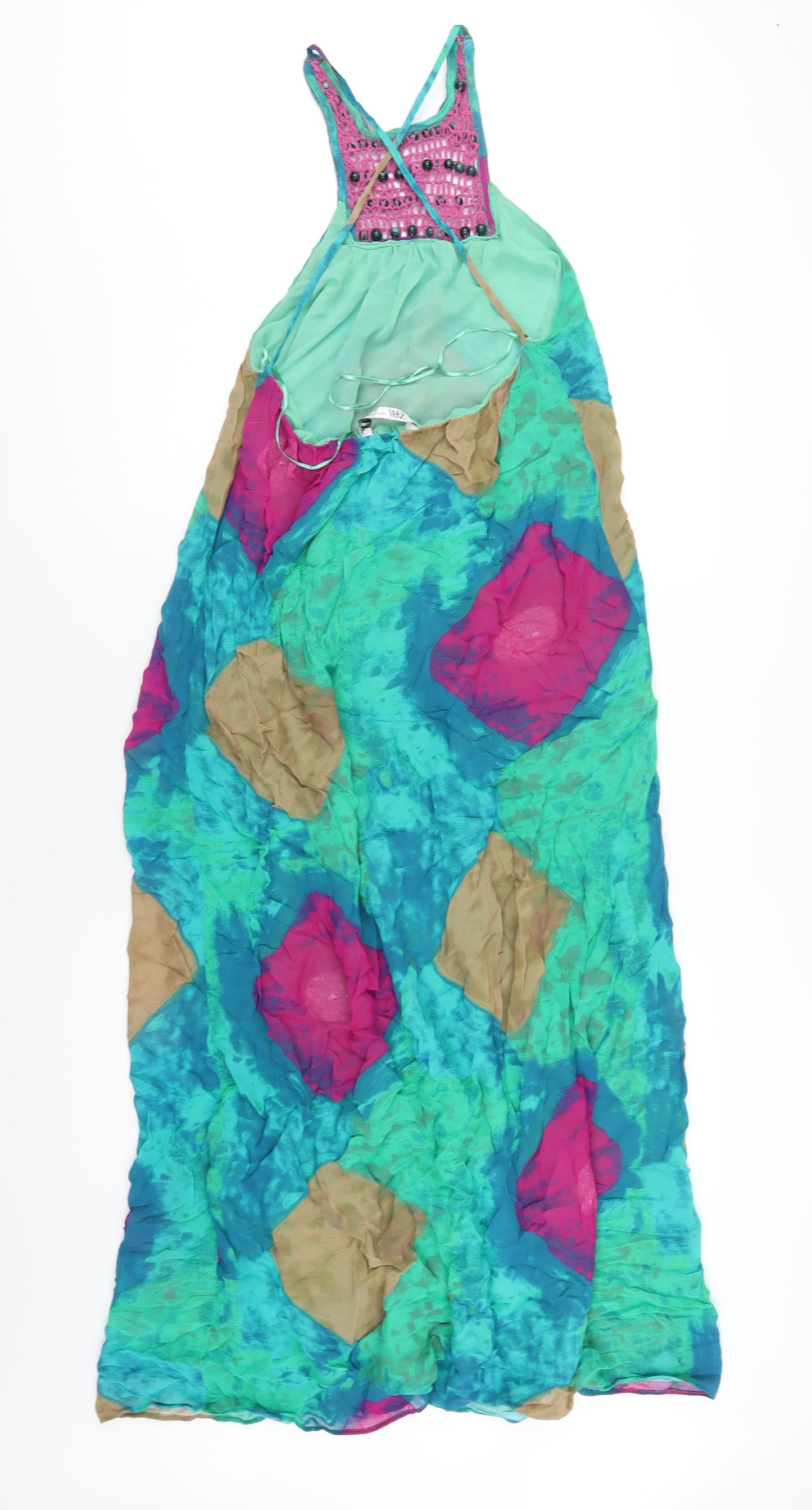 Zara Womens Multicoloured Tie Dye Viscose Maxi Size S Scoop Neck Pullover