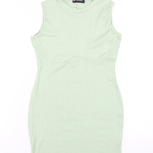 PRETTYLITTLETHING Womens Green Polyester Bodycon Size 12 Mock Neck Pullover