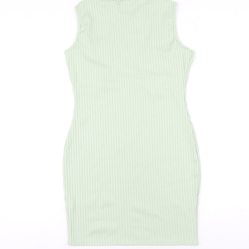 PRETTYLITTLETHING Womens Green Polyester Bodycon Size 12 Mock Neck Pullover
