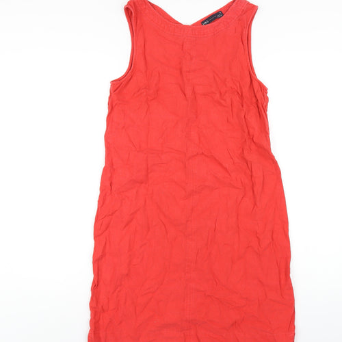 Marks and Spencer Womens Red Linen A-Line Size 10 Round Neck Pullover