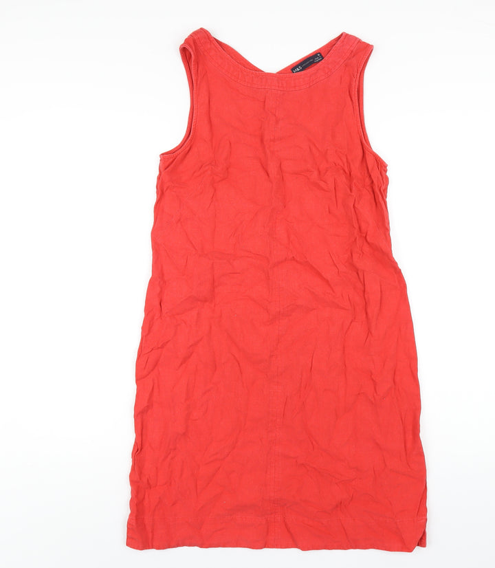 Marks and Spencer Womens Red Linen A-Line Size 10 Round Neck Pullover