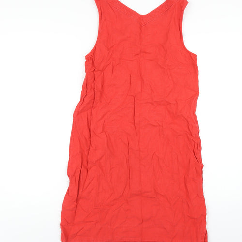 Marks and Spencer Womens Red Linen A-Line Size 10 Round Neck Pullover