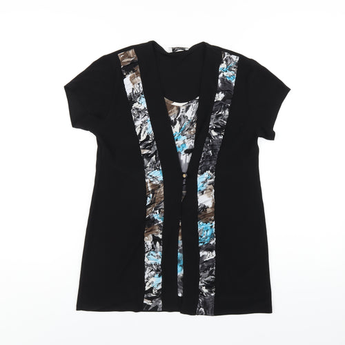 Anne Smith Womens Black Polyester Basic T-Shirt Size 12 Round Neck