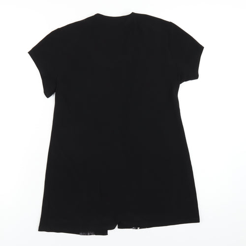 Anne Smith Womens Black Polyester Basic T-Shirt Size 12 Round Neck
