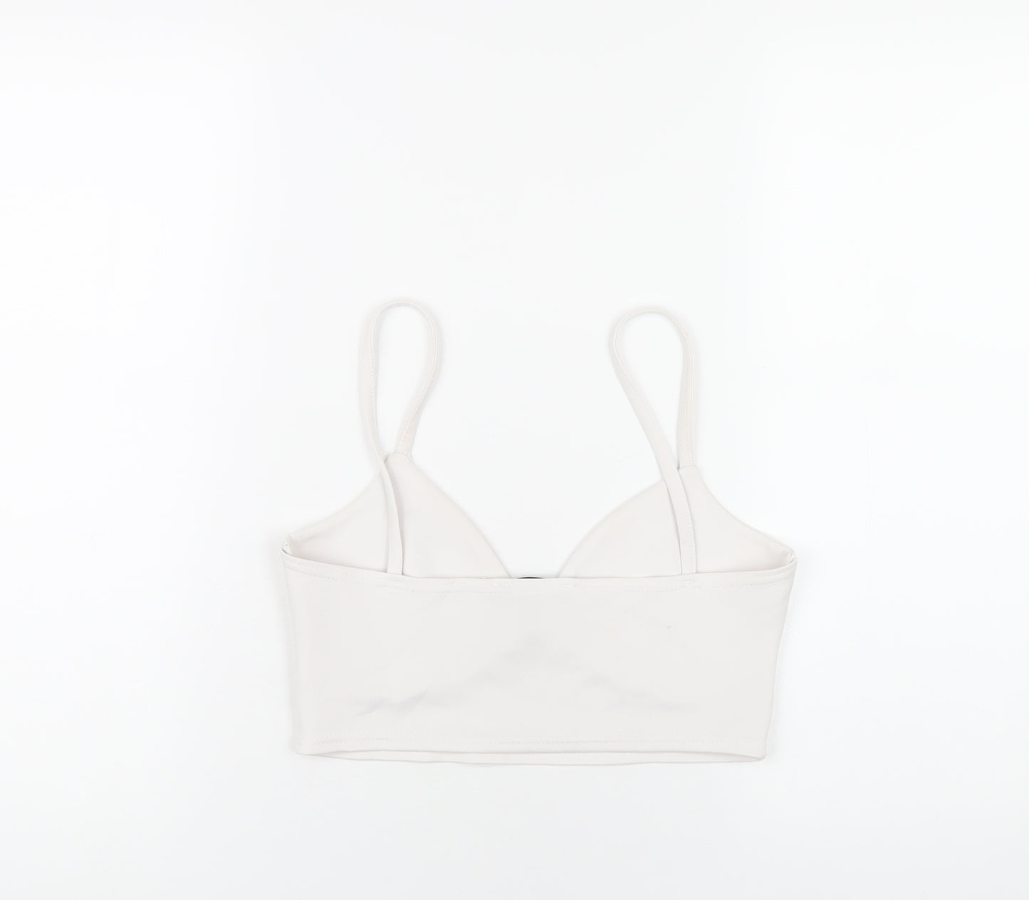 Missguided Womens White Polyester Cropped T-Shirt Size 10 V-Neck