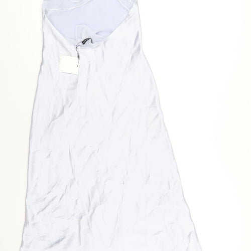 Zara Womens Blue Polyester A-Line Size XS Round Neck Zip