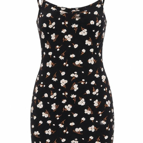 Miss Selfridge Womens Black Floral Cotton Bodycon Size 10 Square Neck Pullover