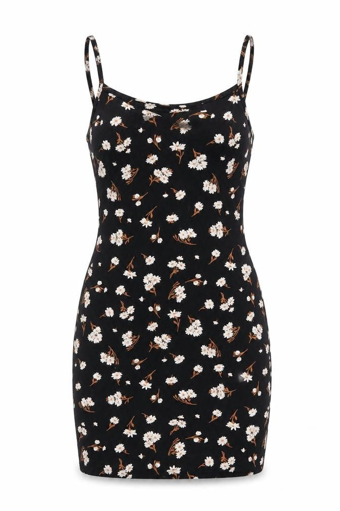 Miss Selfridge Womens Black Floral Cotton Bodycon Size 10 Square Neck Pullover