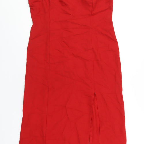 Classic Womens Red Polyester Pencil Dress Size 16 Sweetheart Zip
