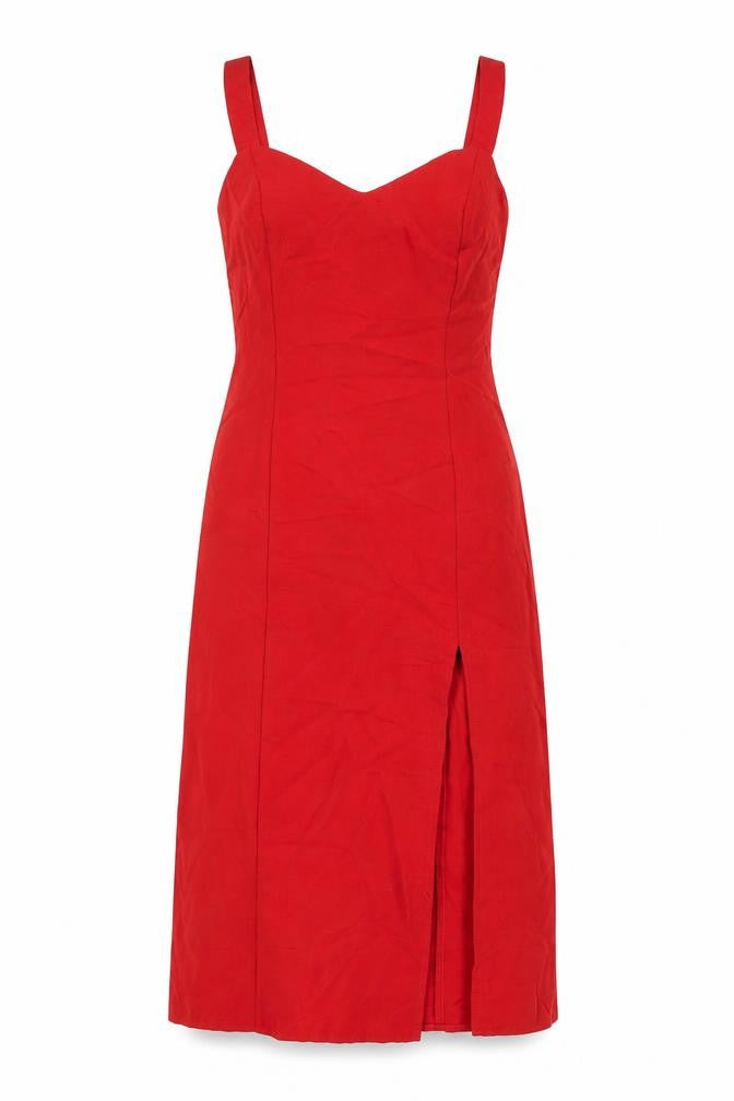 Classic Womens Red Polyester Pencil Dress Size 16 Sweetheart Zip