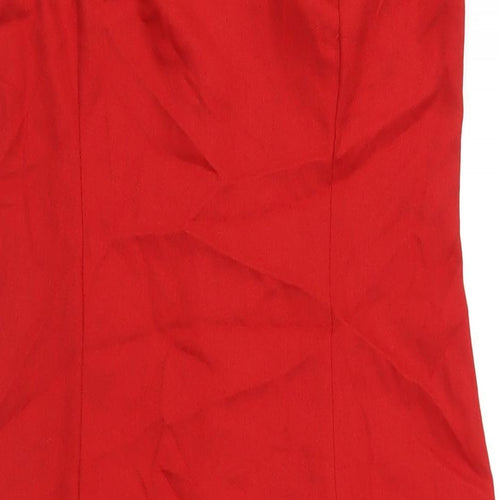Classic Womens Red Polyester Pencil Dress Size 16 Sweetheart Zip