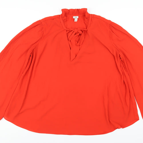 River Island Womens Red Polyester Basic Blouse Size 12 Mock Neck