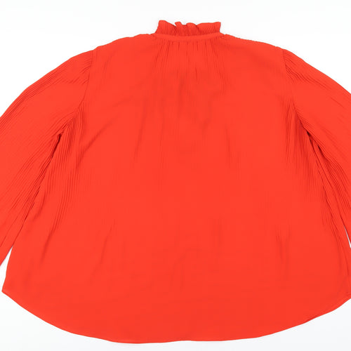 River Island Womens Red Polyester Basic Blouse Size 12 Mock Neck
