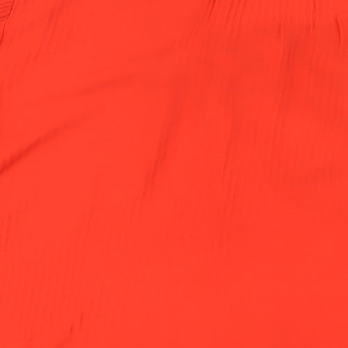 River Island Womens Red Polyester Basic Blouse Size 12 Mock Neck