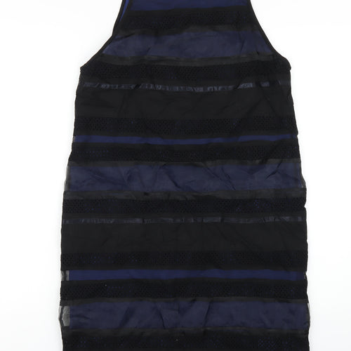 Finery Womens Black Striped Polyester Pencil Dress Size 12 Square Neck Button