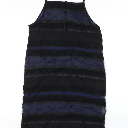 Finery Womens Black Striped Polyester Pencil Dress Size 12 Square Neck Button