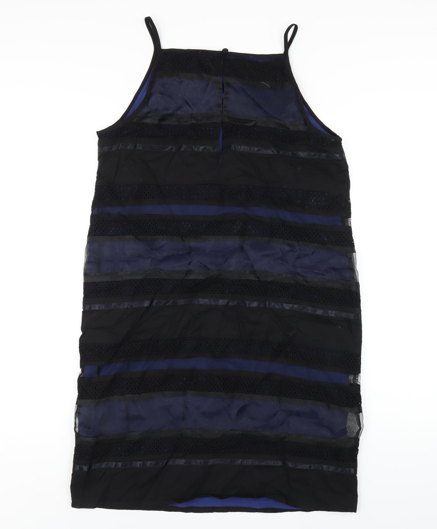 Finery Womens Black Striped Polyester Pencil Dress Size 12 Square Neck Button