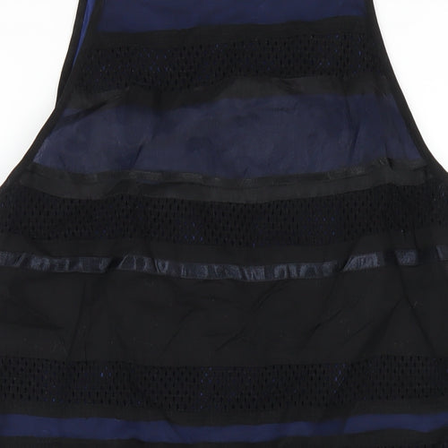 Finery Womens Black Striped Polyester Pencil Dress Size 12 Square Neck Button