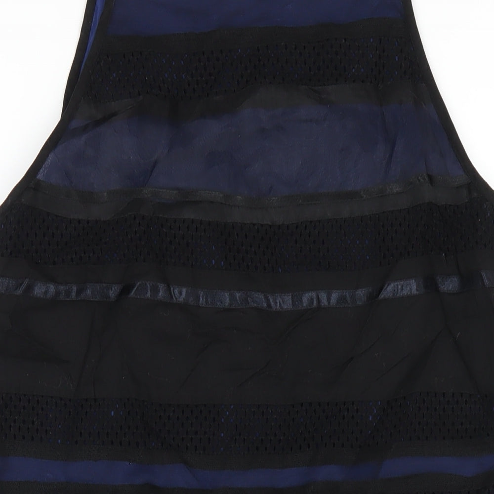 Finery Womens Black Striped Polyester Pencil Dress Size 12 Square Neck Button