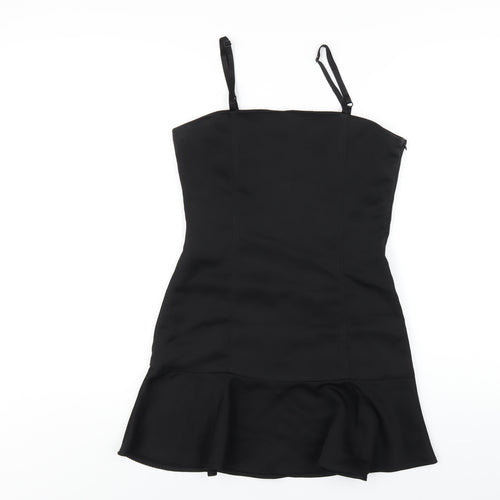 Style Mafia Womens Black Polyester Mini Size M Square Neck Zip
