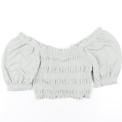 Urban Outfitters Womens Grey Acetate Cropped T-Shirt Size XS Scoop Neck