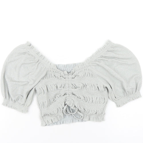 Urban Outfitters Womens Grey Acetate Cropped T-Shirt Size XS Scoop Neck