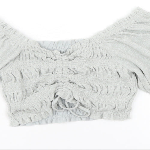 Urban Outfitters Womens Grey Acetate Cropped T-Shirt Size XS Scoop Neck
