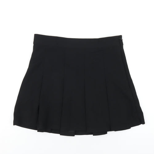 Mango Womens Black Polyester Pleated Skirt Size S Zip