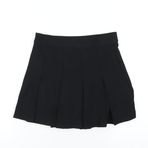 Mango Womens Black Polyester Pleated Skirt Size S Zip