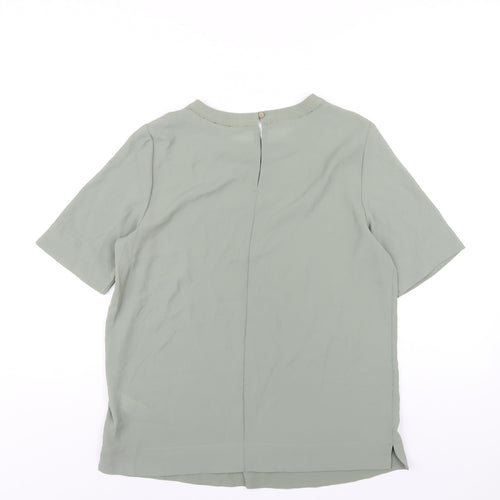 Marks and Spencer Womens Green Polyester Basic T-Shirt Size 10 Round Neck