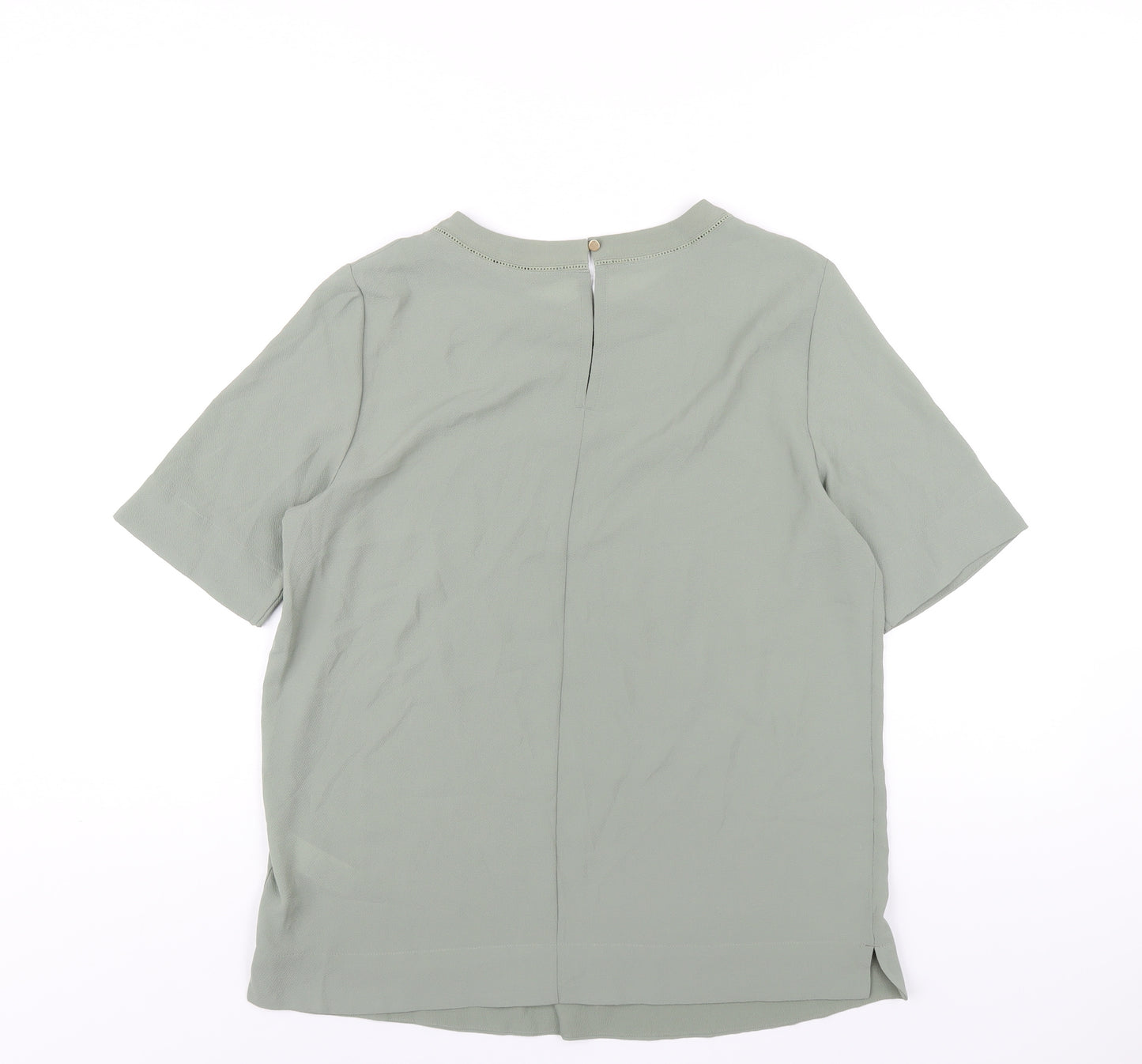 Marks and Spencer Womens Green Polyester Basic T-Shirt Size 10 Round Neck