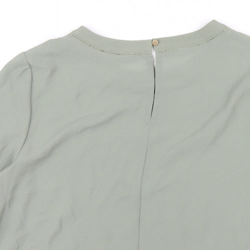 Marks and Spencer Womens Green Polyester Basic T-Shirt Size 10 Round Neck