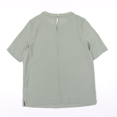 Marks and Spencer Womens Green Polyester Basic T-Shirt Size 12 Round Neck