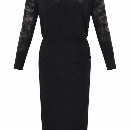 Mint Velevet Womens Black Animal Print Viscose Bodycon Size 8 Boat Neck Pullover