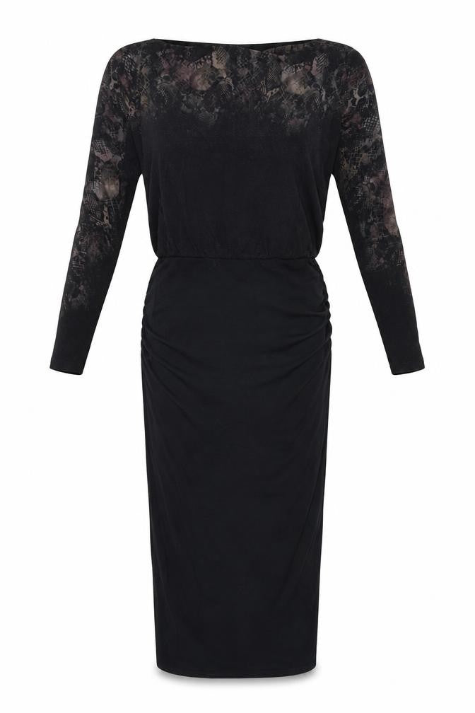 Mint Velevet Womens Black Animal Print Viscose Bodycon Size 8 Boat Neck Pullover