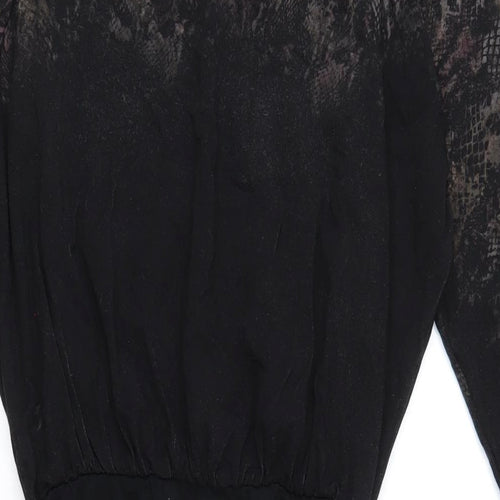 Mint Velevet Womens Black Animal Print Viscose Bodycon Size 8 Boat Neck Pullover